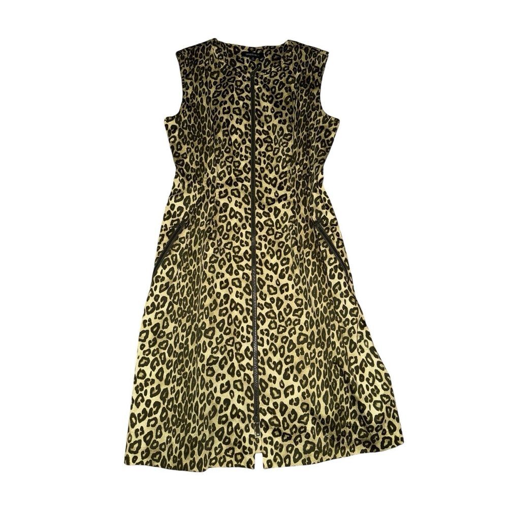 Lafayette 148 New York Sz 6 Women's Leopard Print Casual Sleeveless Dress